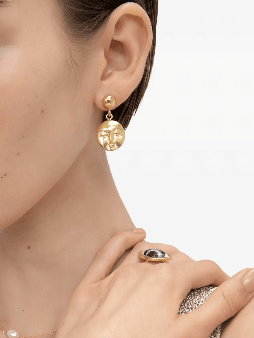 Moon Face drop earrings — Image 3