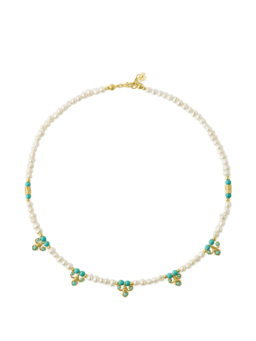 Amelie pearl and turqoise beaded necklace - Image 1
