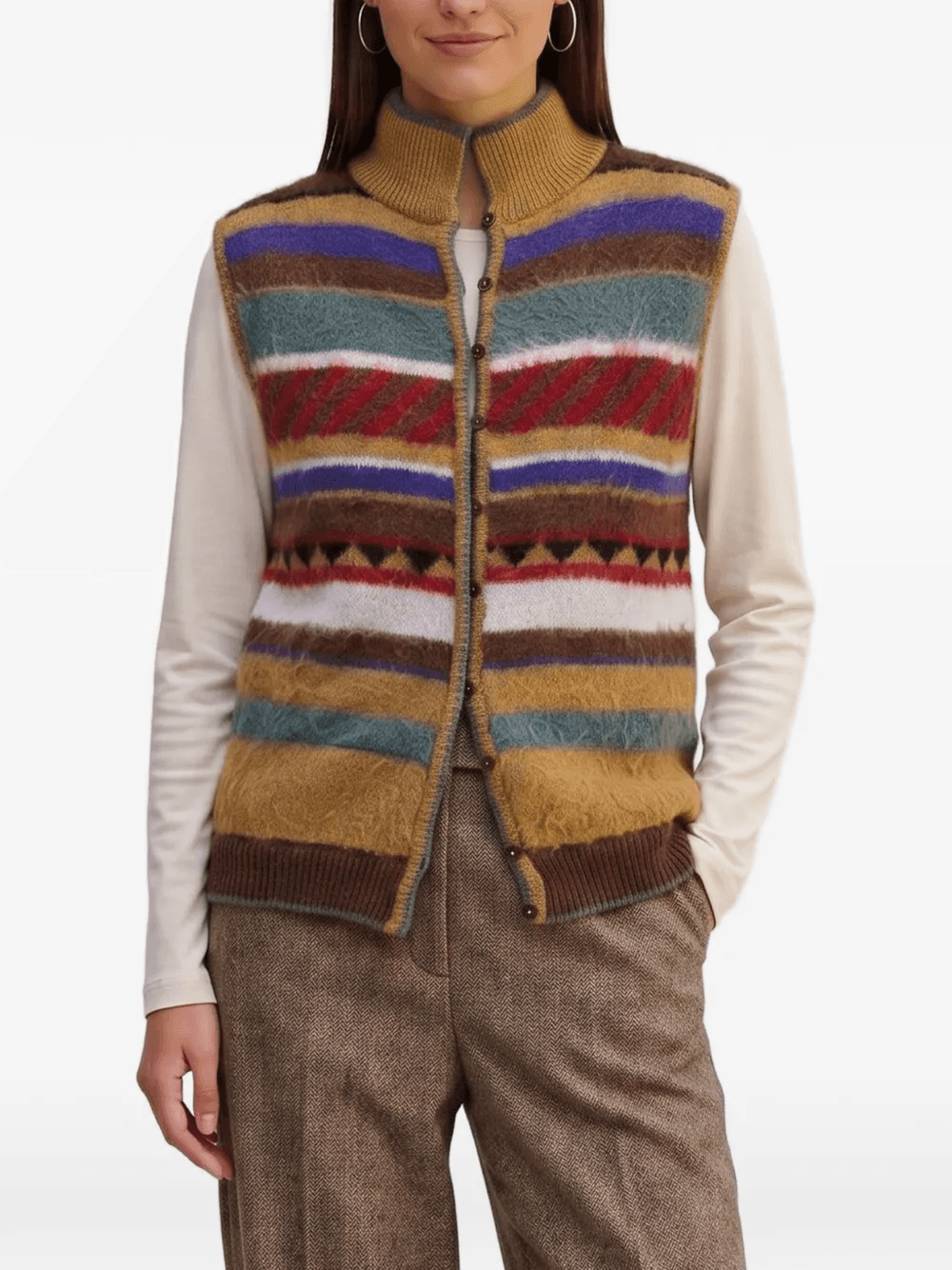 striped knitted waistcoat — Image 4