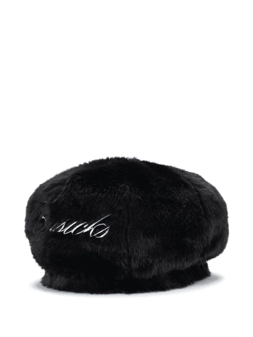 faux-fur embroidered-logo beret — Image 4