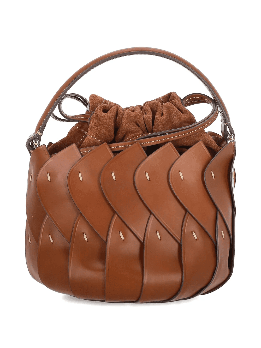 woven-design drawstring bucket bag — Image 3