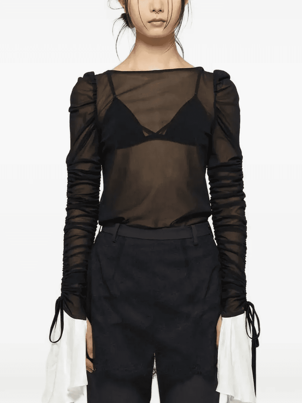 ruched sheer-mesh blouse — Image 3