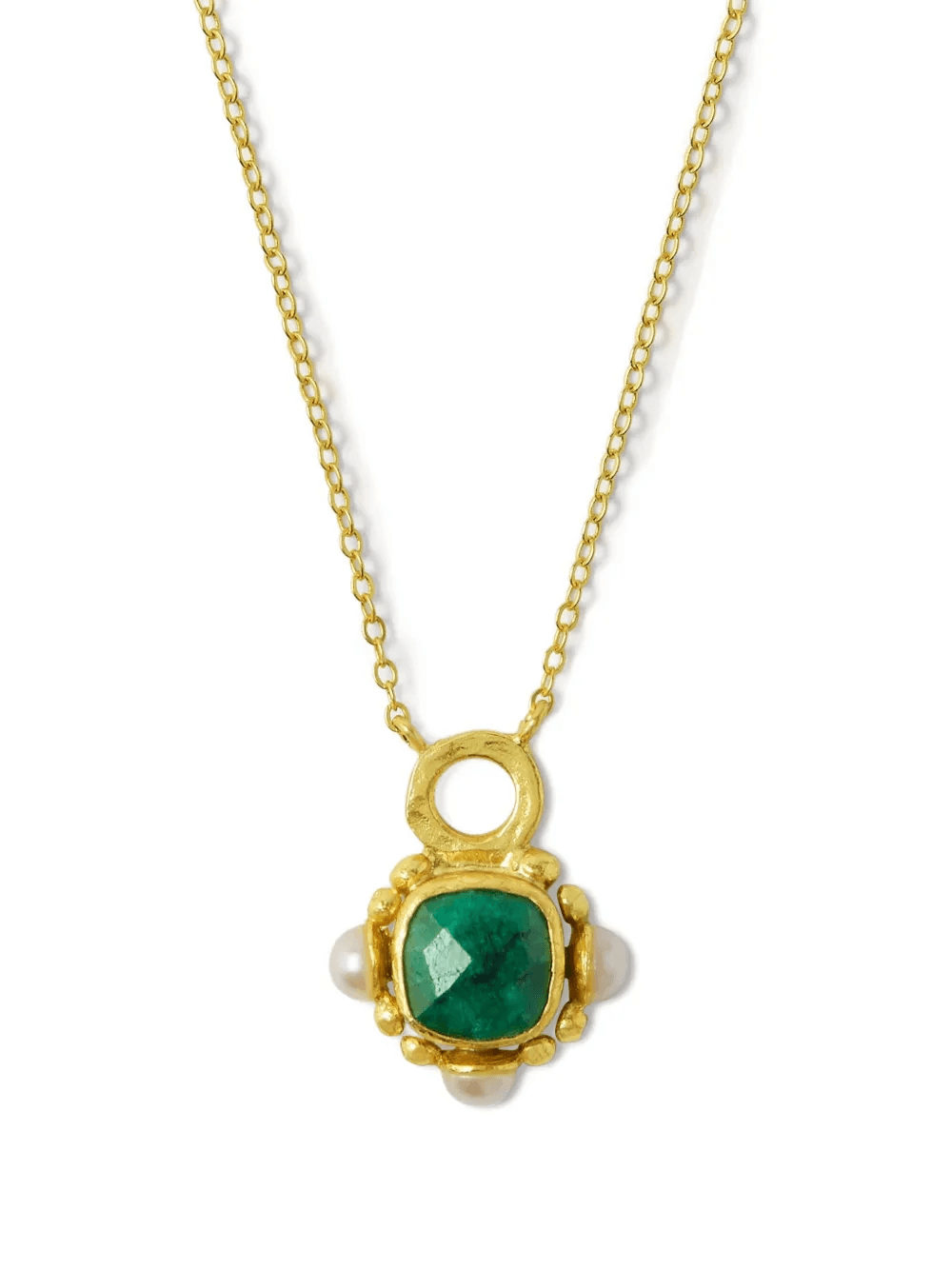 Esther emerald pearl pendant necklace