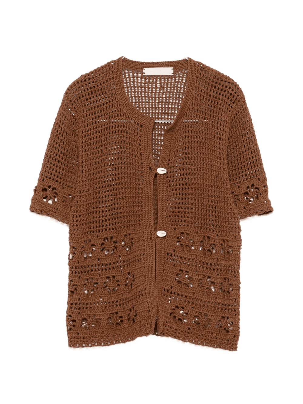 crochet-knit button-up cardigan - Image 1
