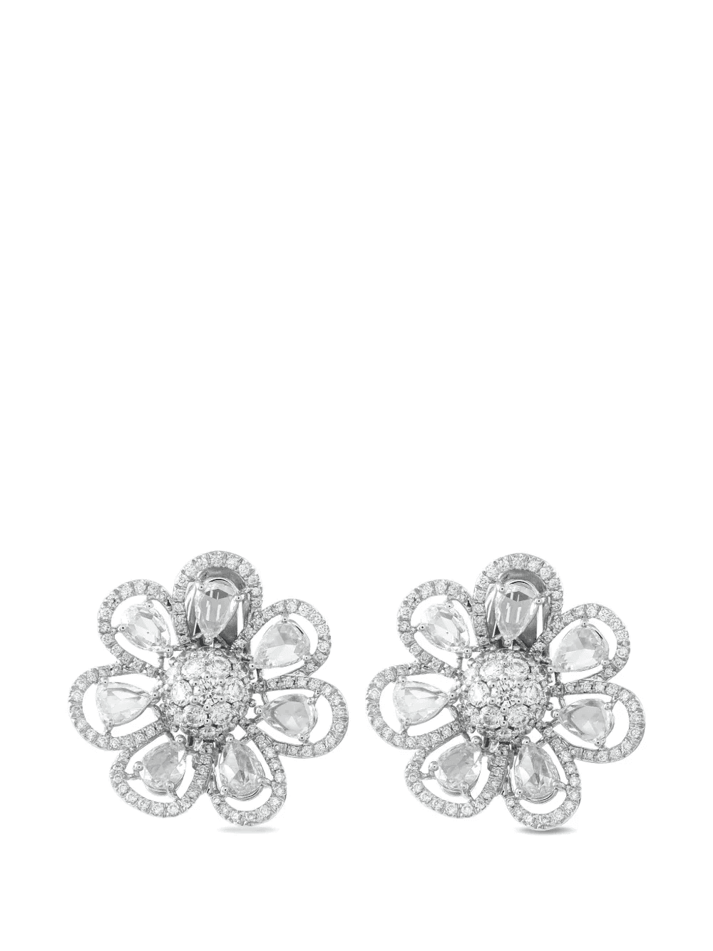 diamond flower earrings - Image 1