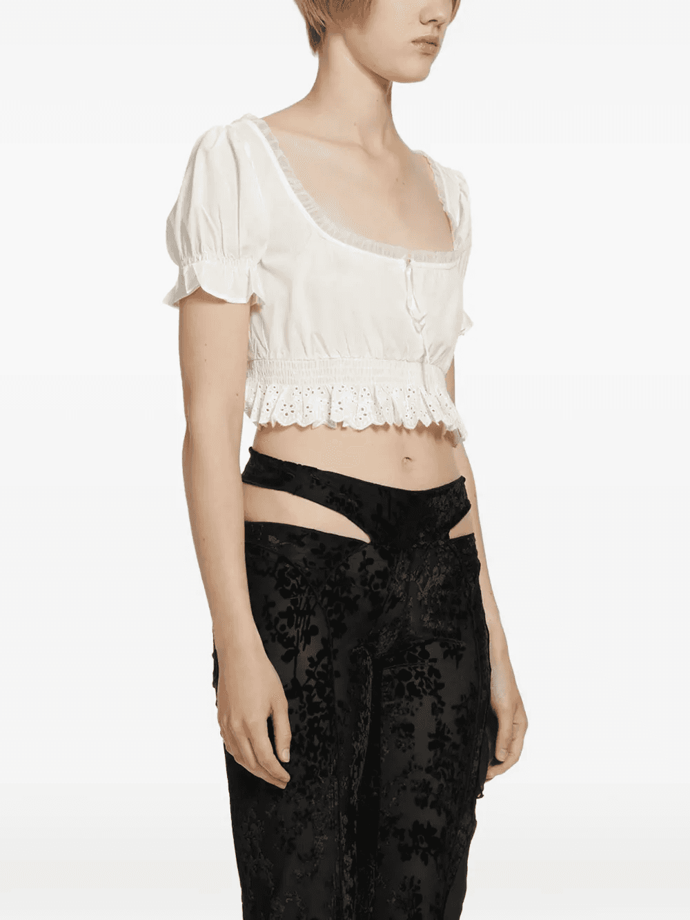 lace-trimmed blouse — Image 3