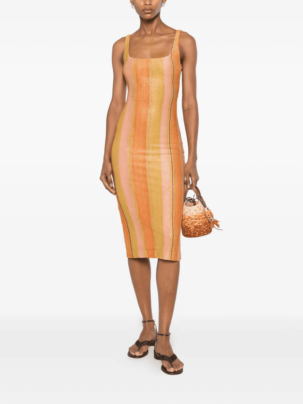 striped scoop-neck midi dress — Image 3