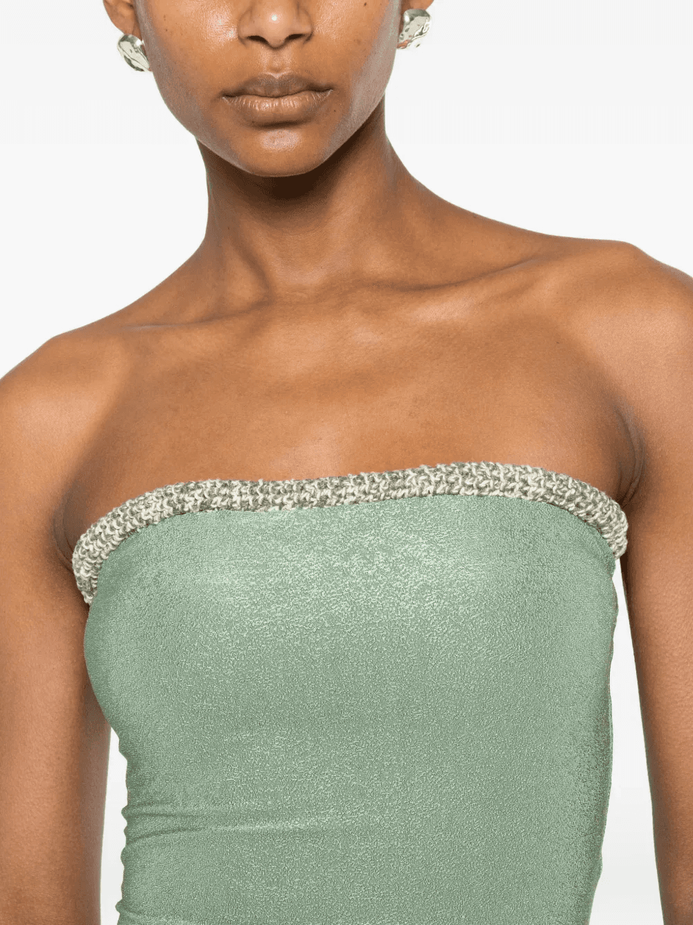crochet-trim strapless midi dress — Image 2
