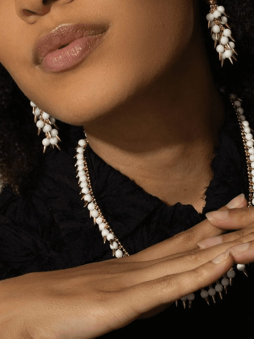 18K yellow gold Spiked Onyx earrings — Image 2