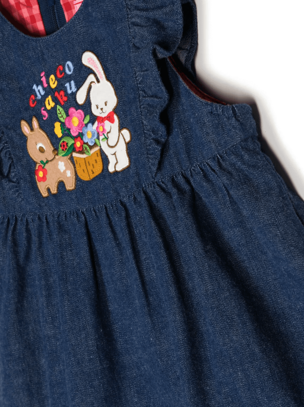 embroidered-motif denim pinafore dress - Image 1