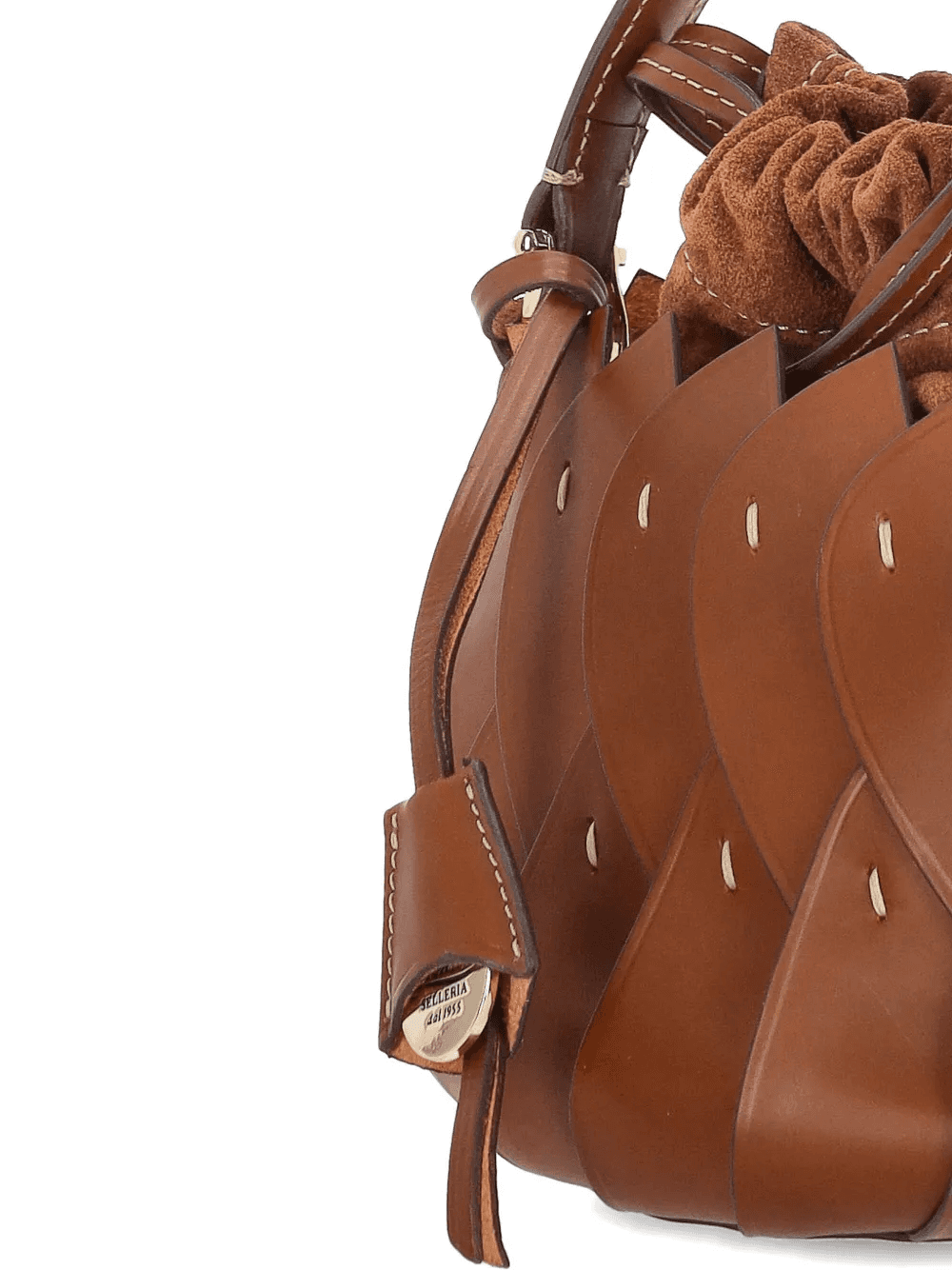 woven-design drawstring bucket bag — Image 2
