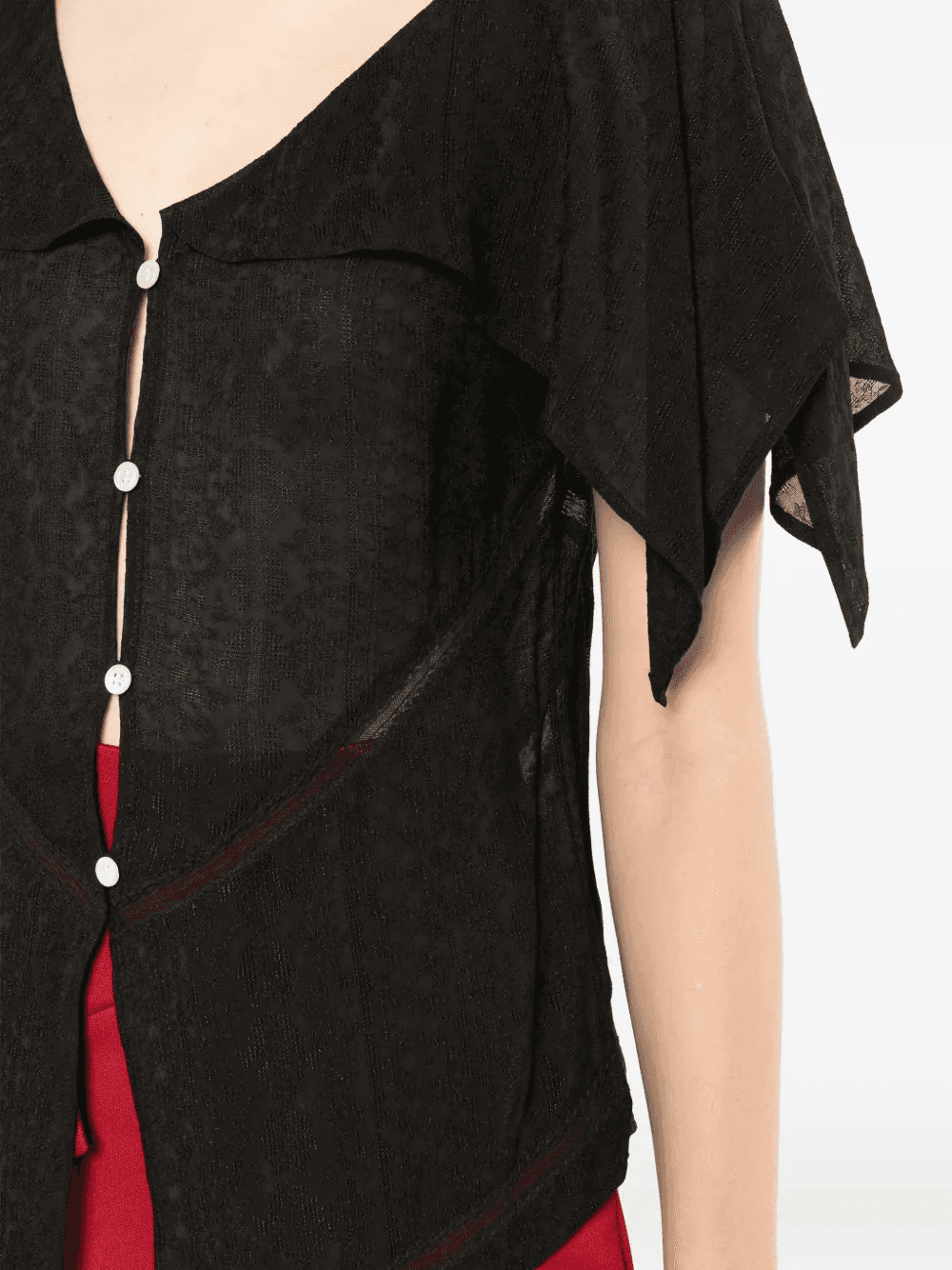 ruffled-sleeve button-up blouse — Image 2