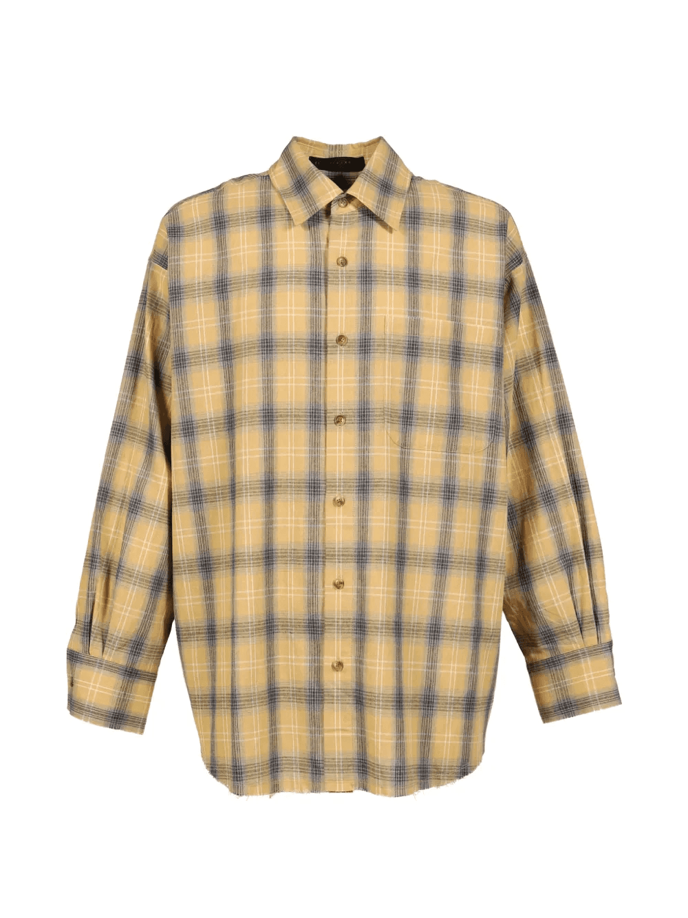 check-pattern raw-edge shirt - Image 1