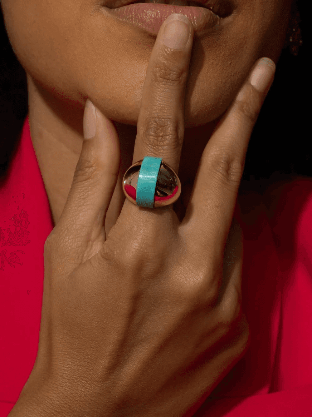 18K yellow gold Linea Alta turquoise ring — Image 4