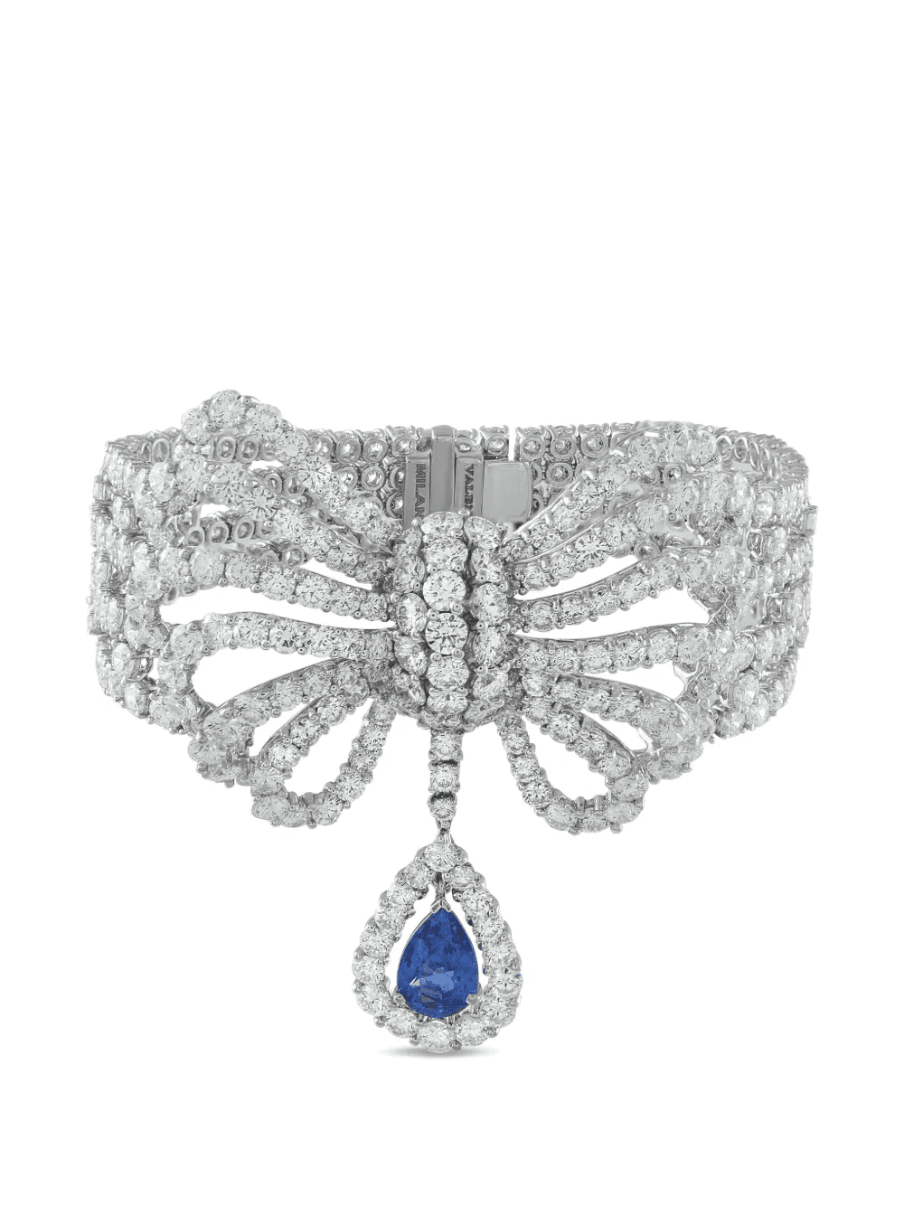 diamond and sapphire bow bracelet - Image 1