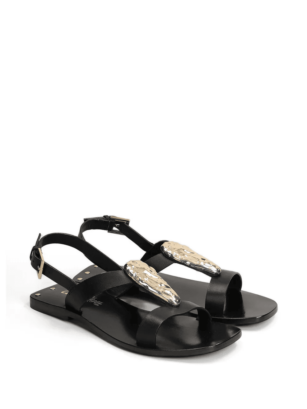 hammered-plaque slingback sandals — Image 4