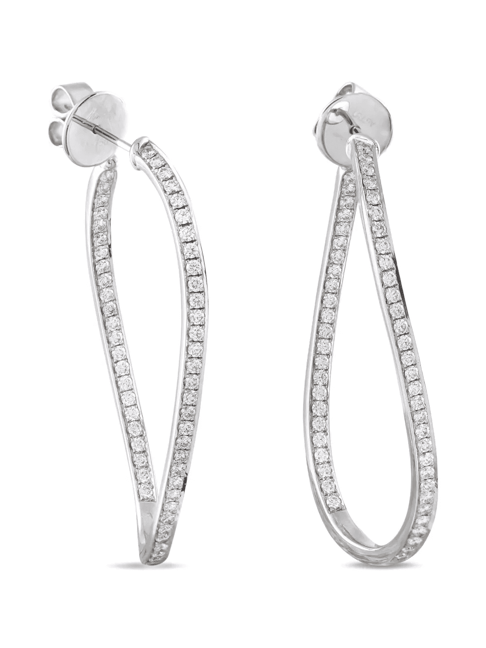 diamond twisted-hoop earrings - Image 1