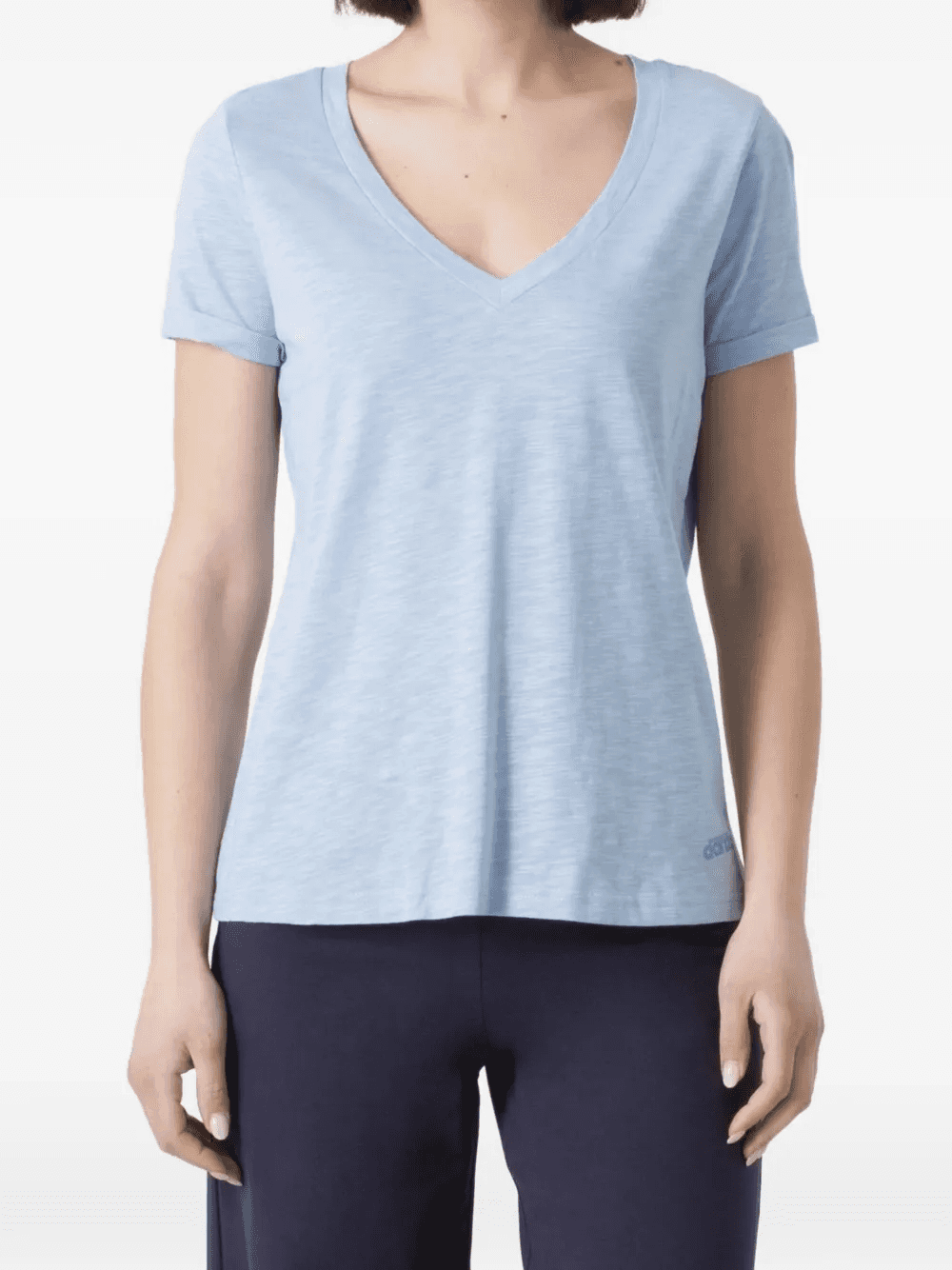 slub-effect V-neck T-shirt - Image 1
