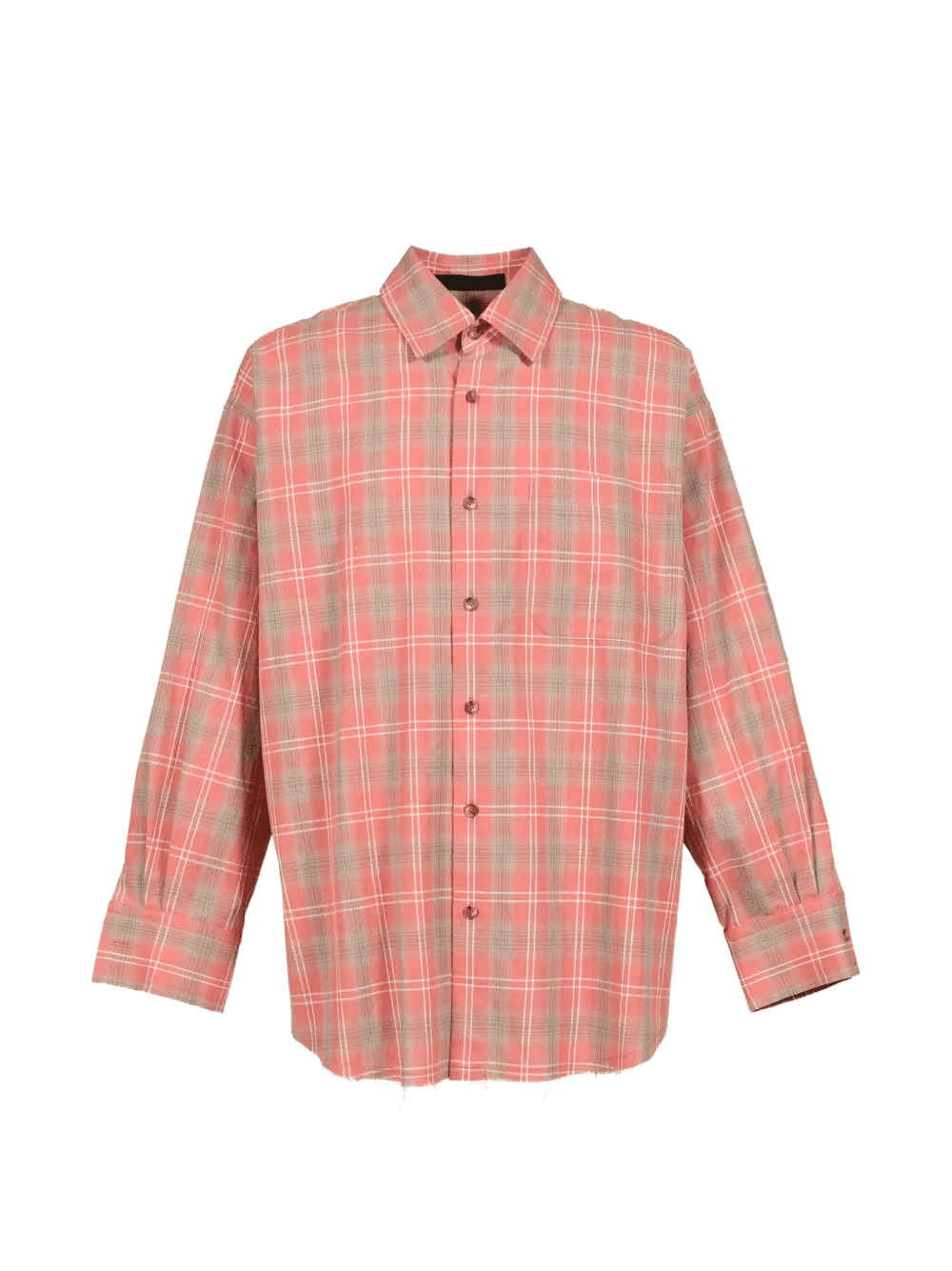 check-pattern raw-cut shirt - Image 1