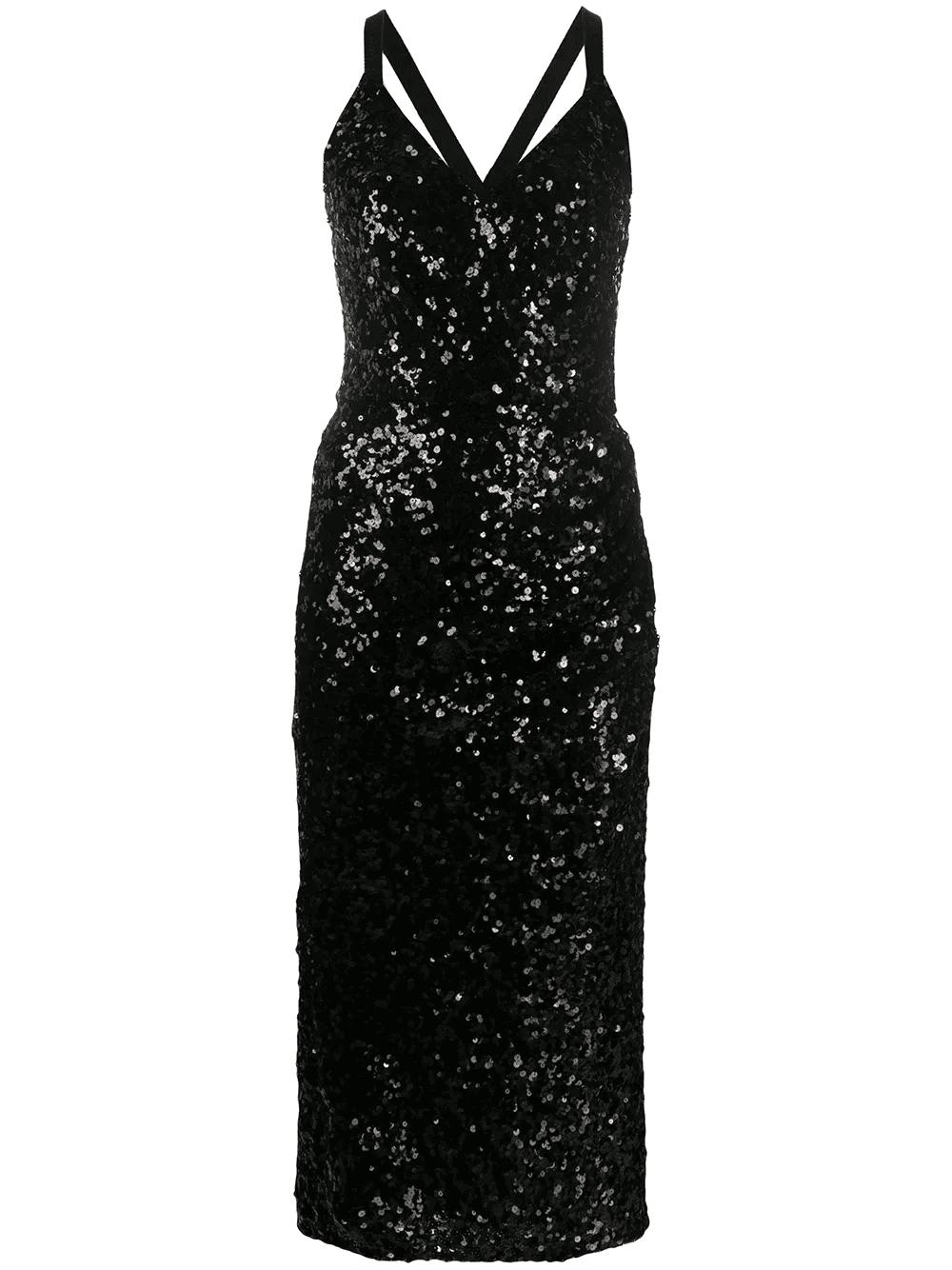 sequinned V-neck midi dress