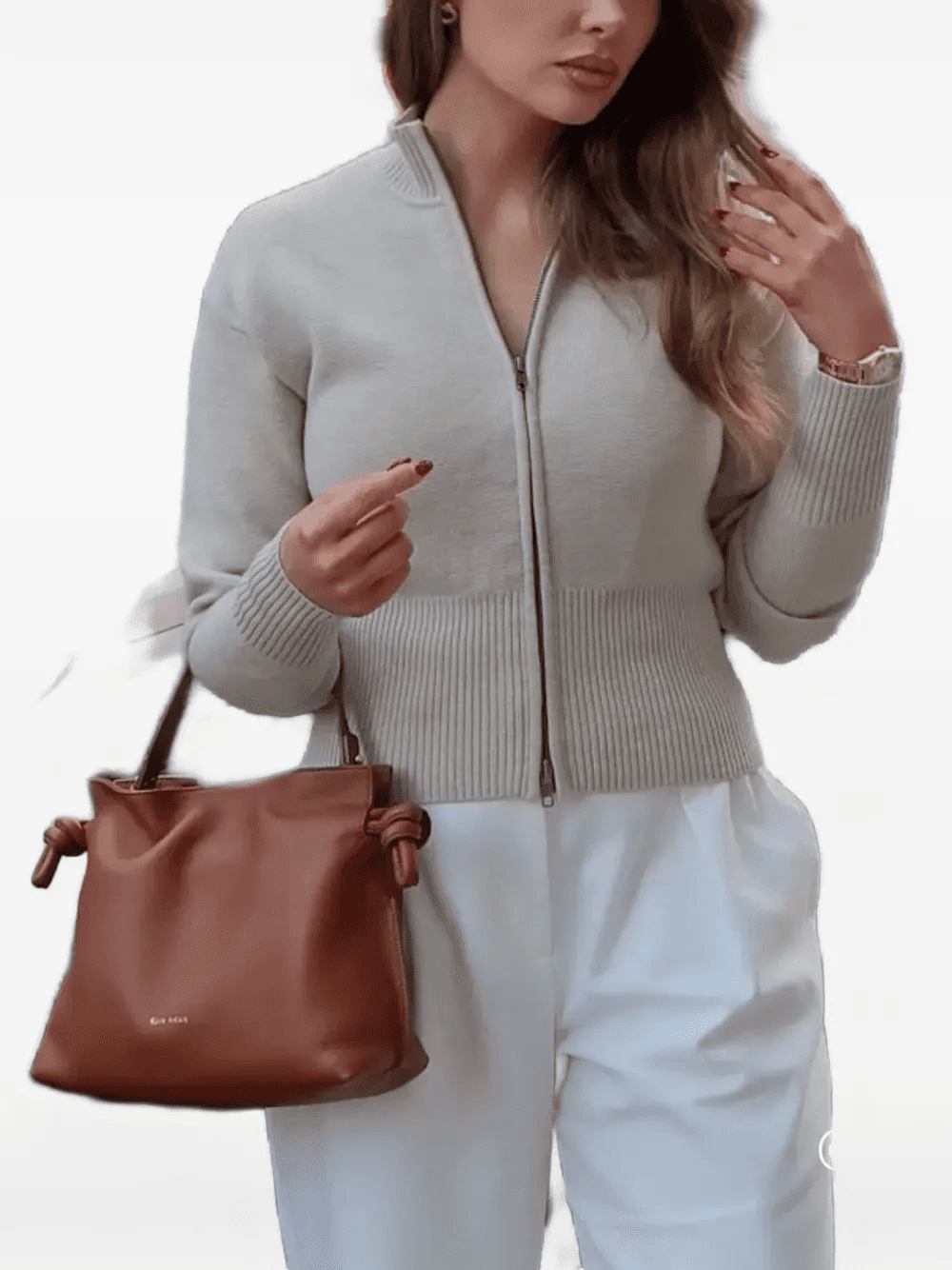 Emma drawstring leather tote bag — Image 2