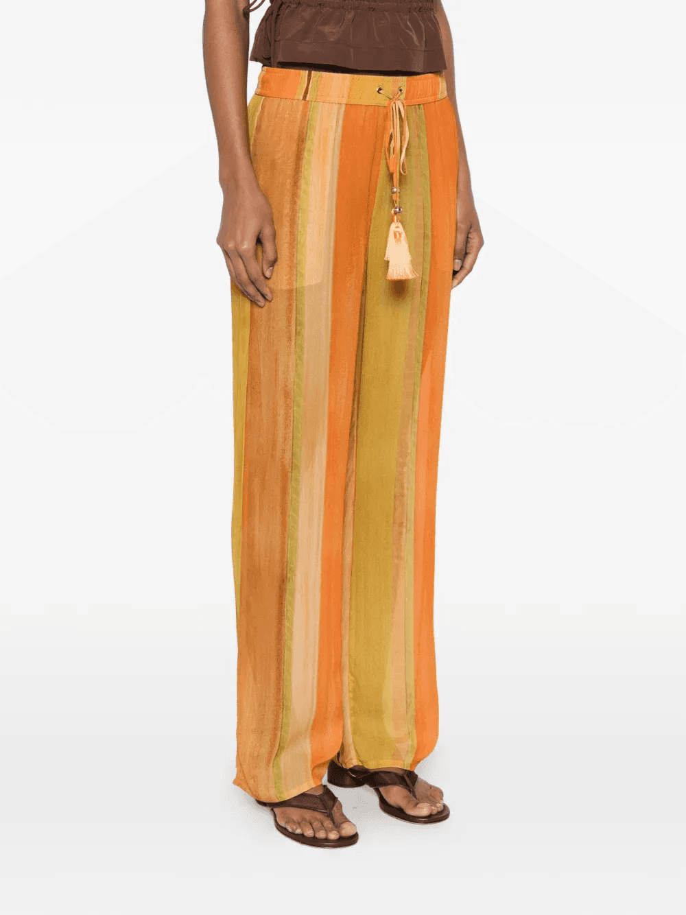 striped tassel-detail trousers — Image 3