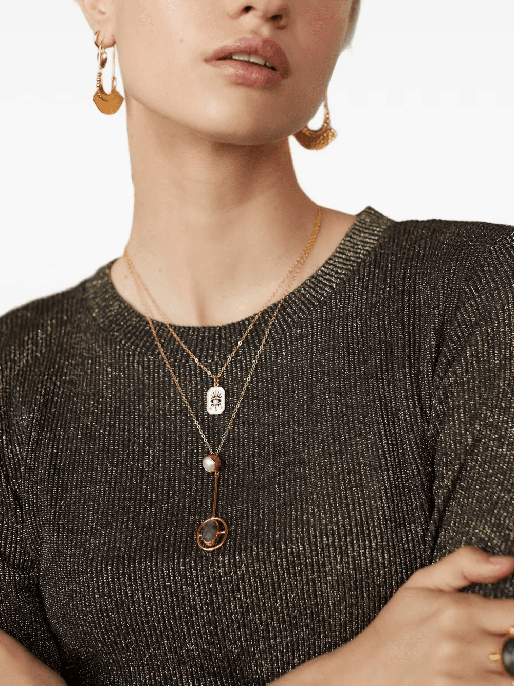 Selma hammered drop earrings — Image 2