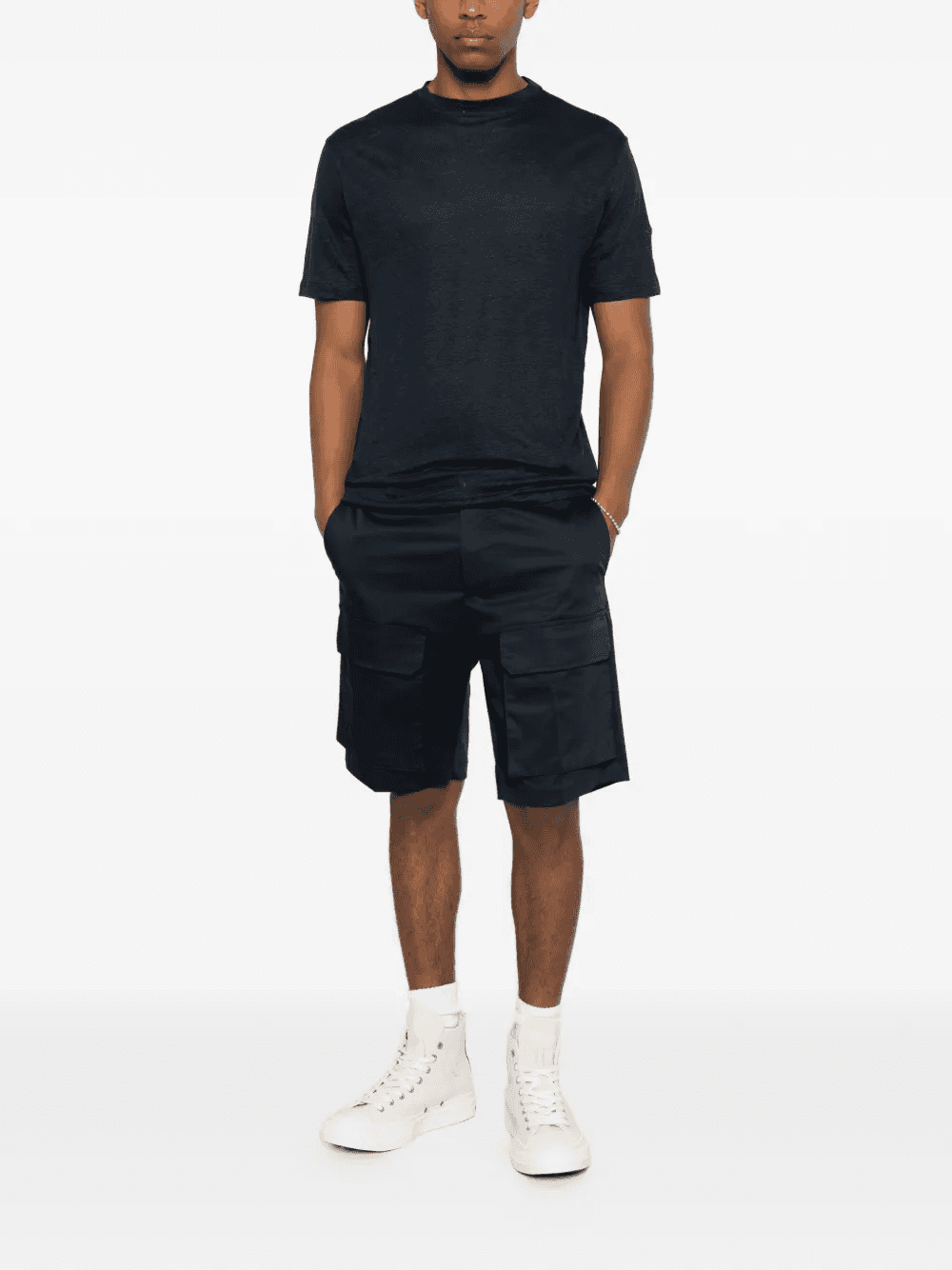 logo-plaque linen T-shirt — Image 5