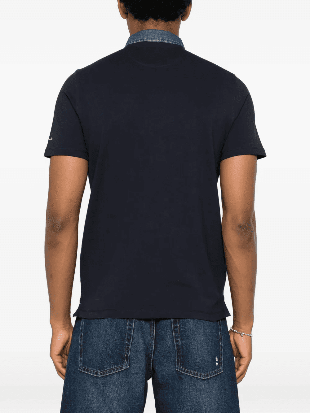 Avvocato denim-collar crest-patch polo shirt — Image 3