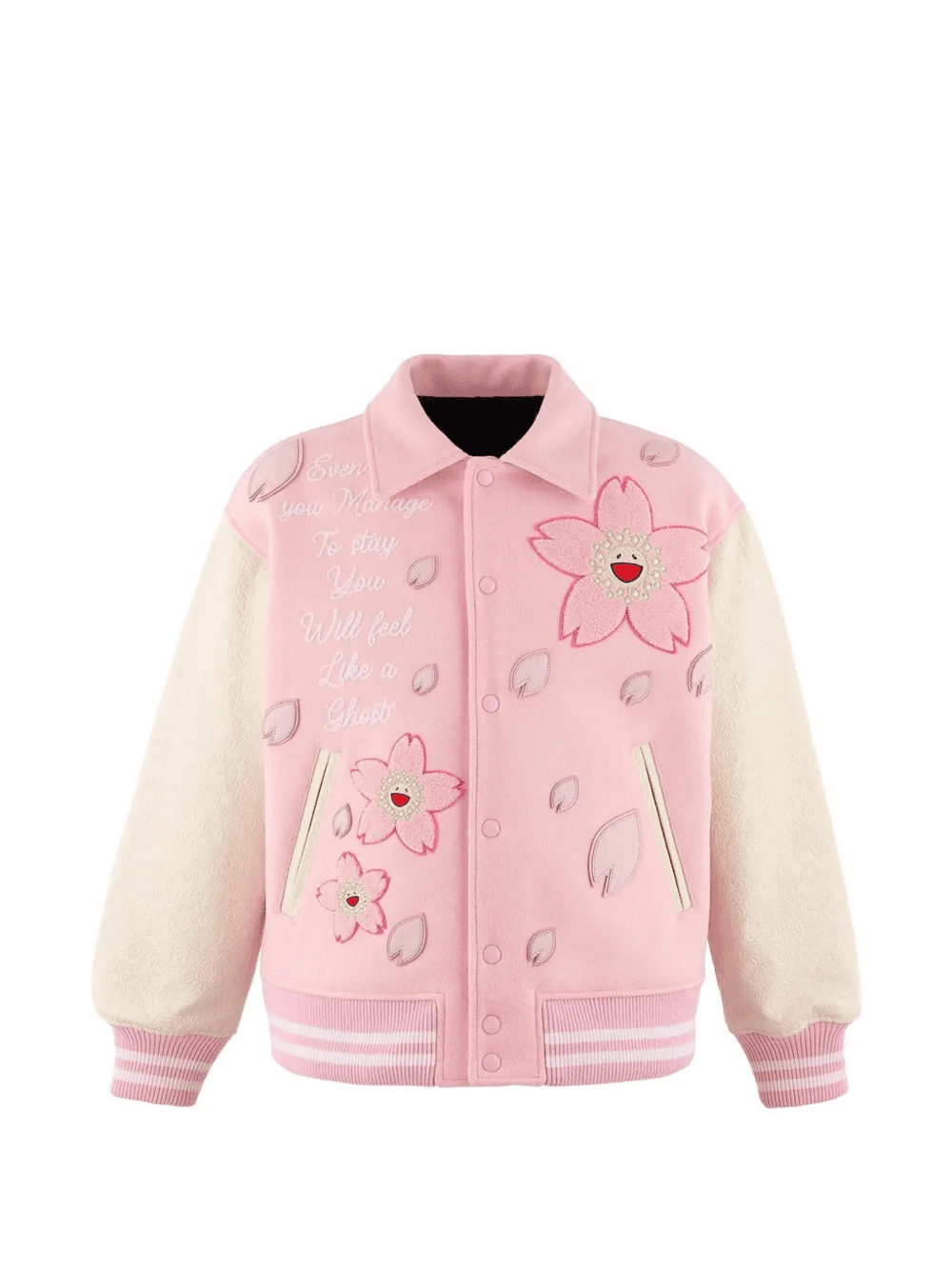 cherry blossom-embroidered varsity jacket - Image 1