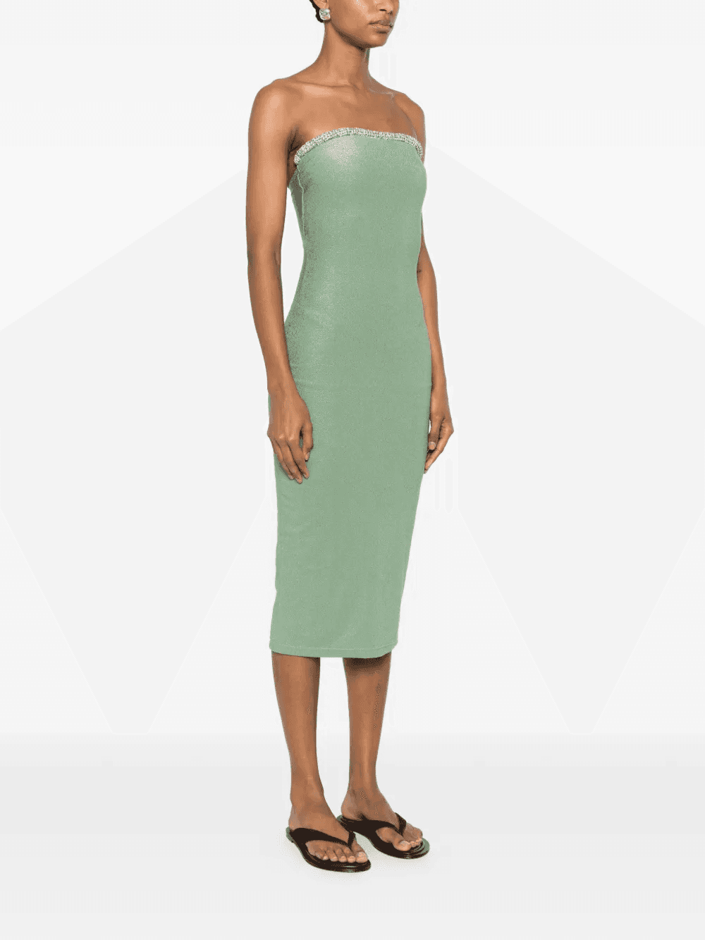 crochet-trim strapless midi dress — Image 5