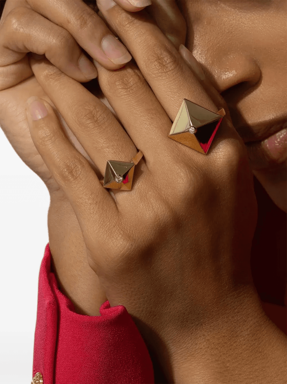 18K yellow gold mini Accent Piramide diamond ring — Image 2