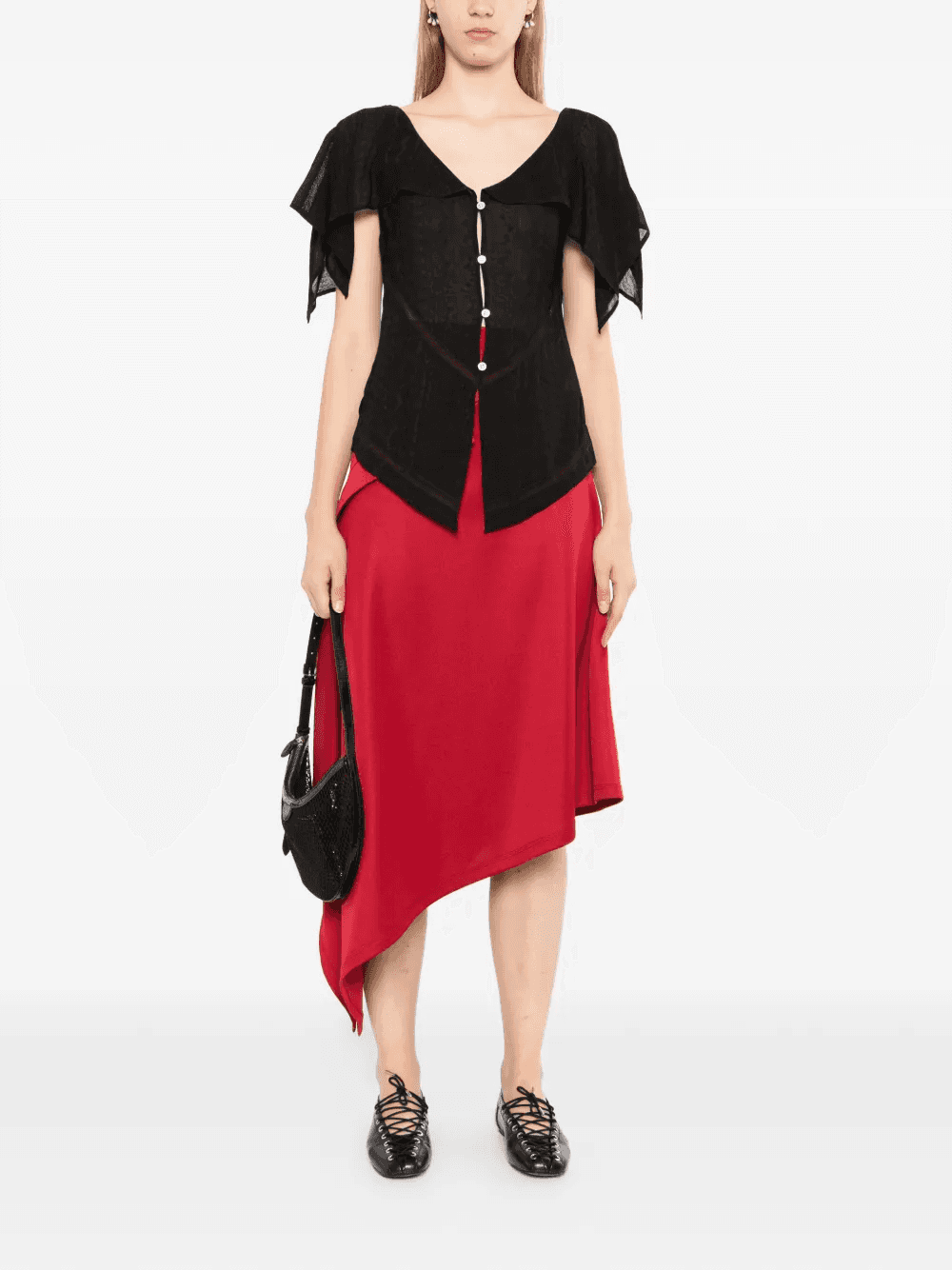 ruffled-sleeve button-up blouse — Image 5