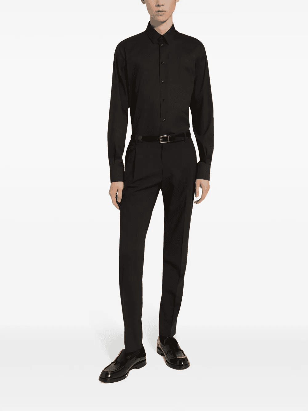 long-sleeve cotton-blend shirt — Image 3