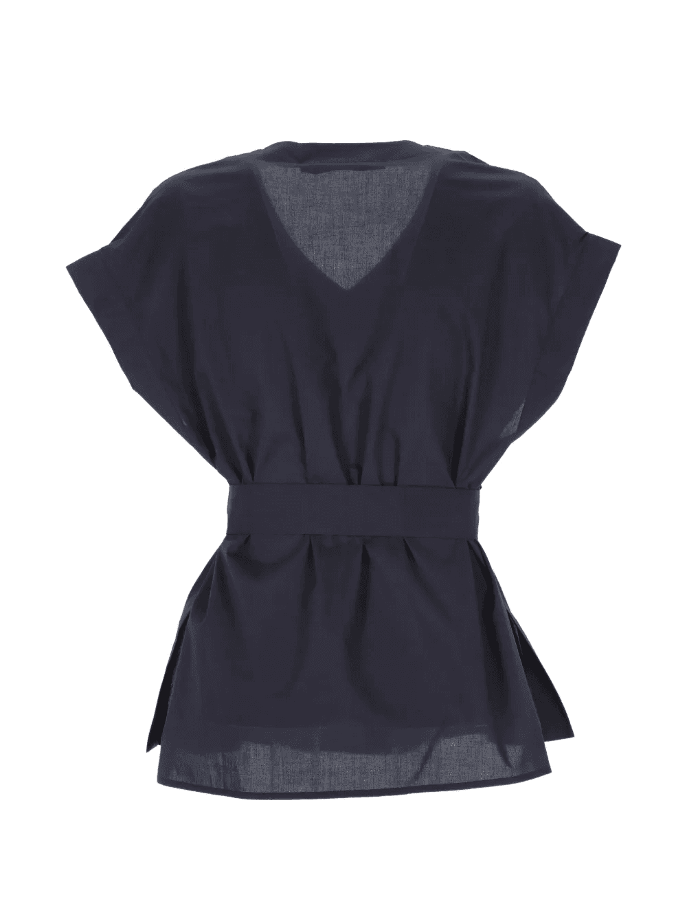 belted V-neck shirt — Image 3