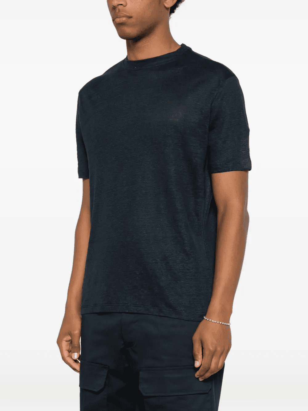 logo-plaque linen T-shirt — Image 4