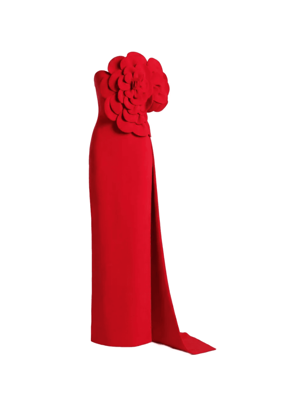 floral-applique strapless gown - Image 1