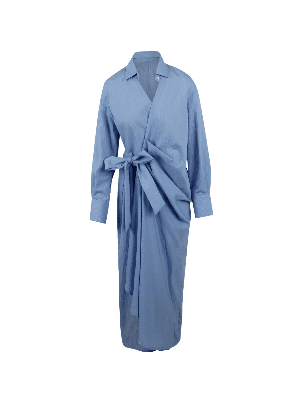 Evelin pinstriped wrap-style dress