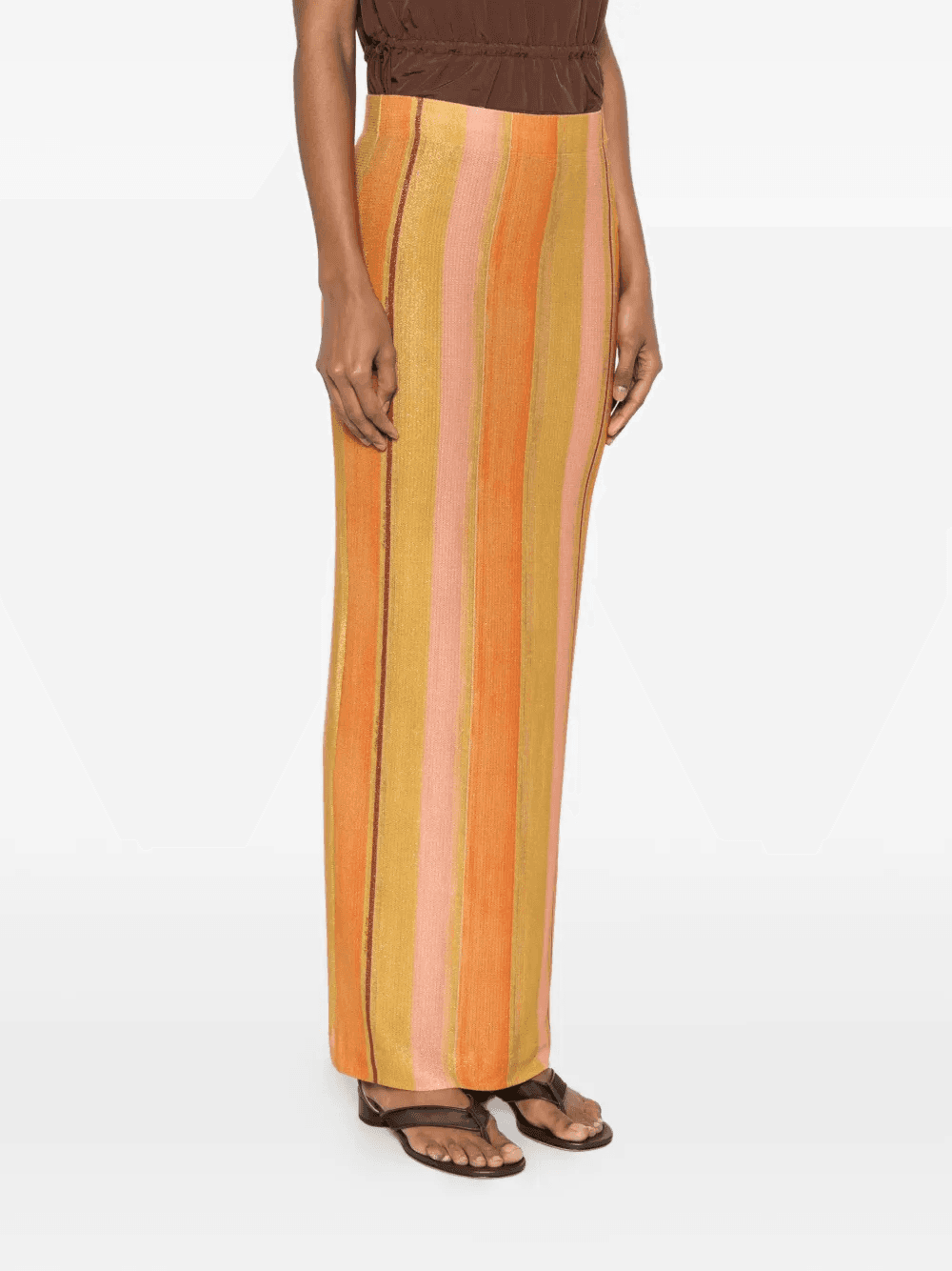 striped metallic-effect maxi skirt — Image 4