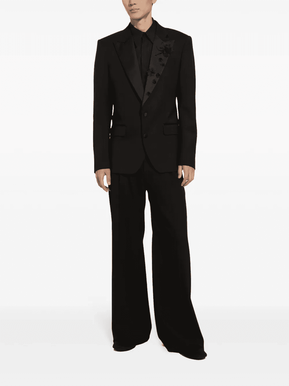 floral-appliqué single-breasted suit — Image 3