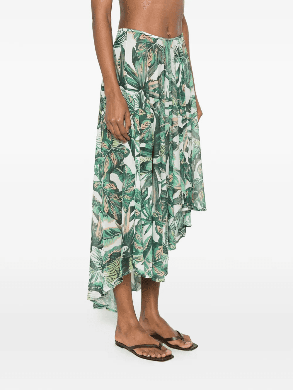 tropical-print asymmetric skirt — Image 4