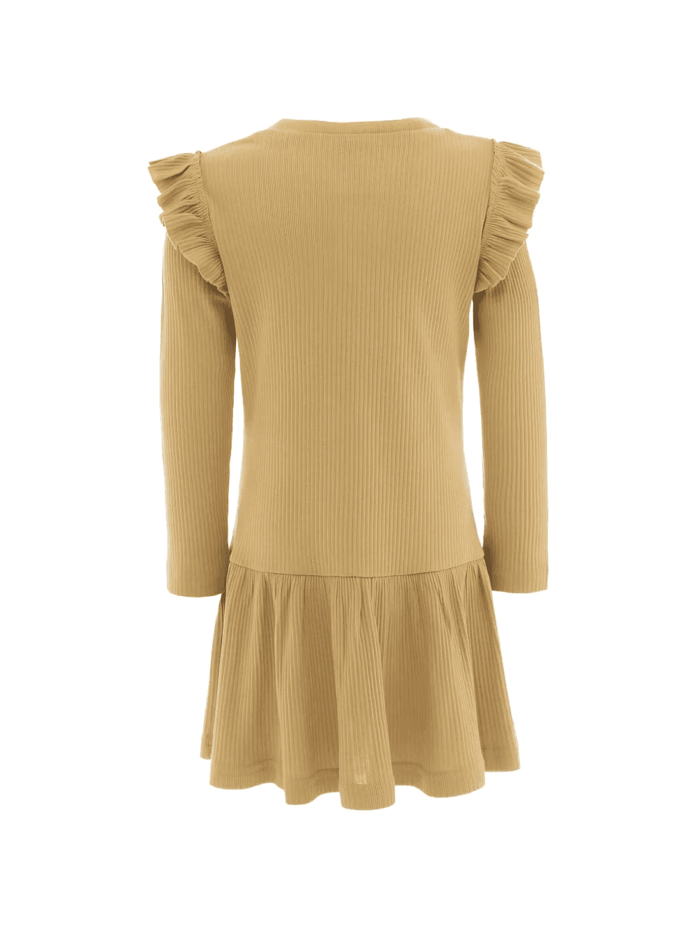 ruffled ribbed long-sleeve cotton dress — Image 2
