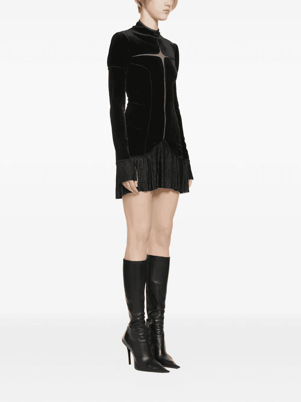 velvet pleated-skirt mini dress — Image 2