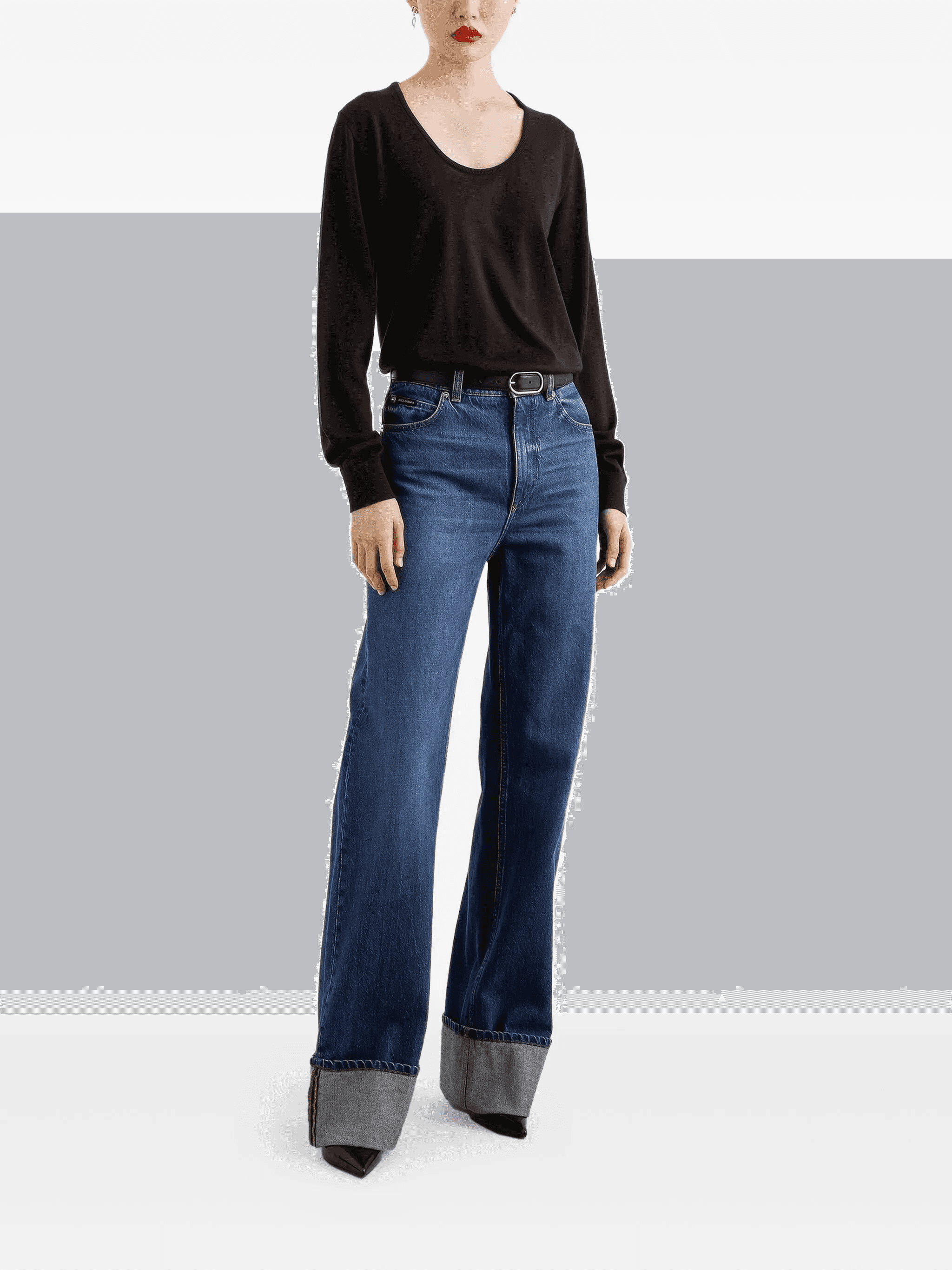 scoop-neck long-sleeve top — Image 4