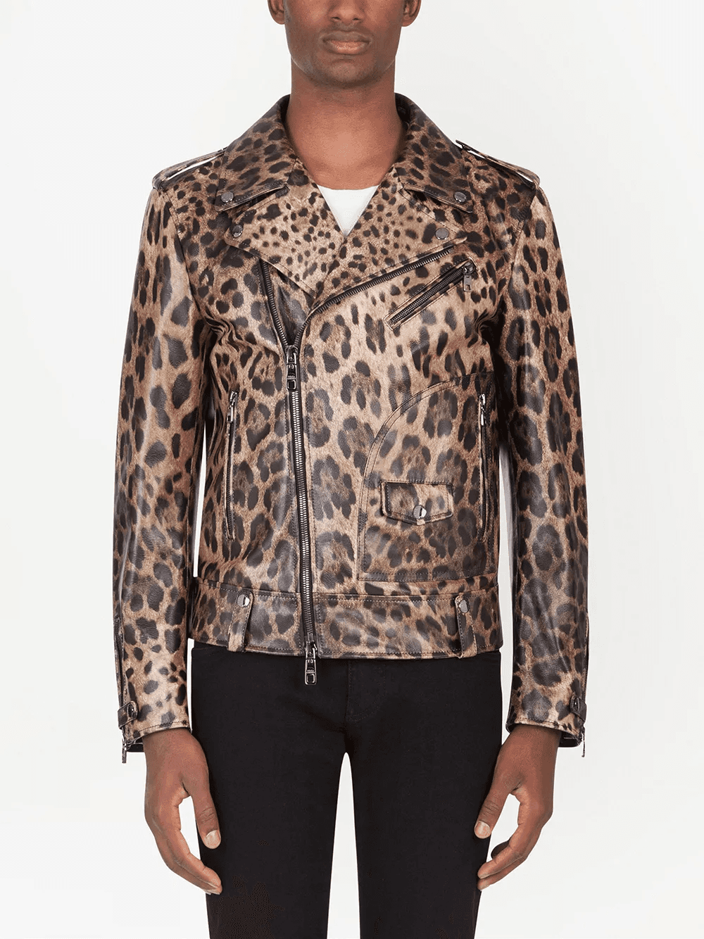leopard-print leather jacket — Image 5