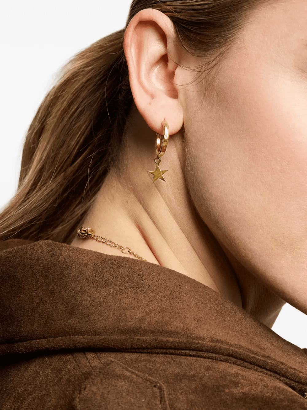Star-Charm hammered hoop earrings — Image 2