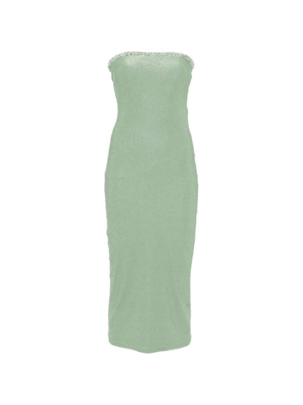 crochet-trim strapless midi dress - Image 1