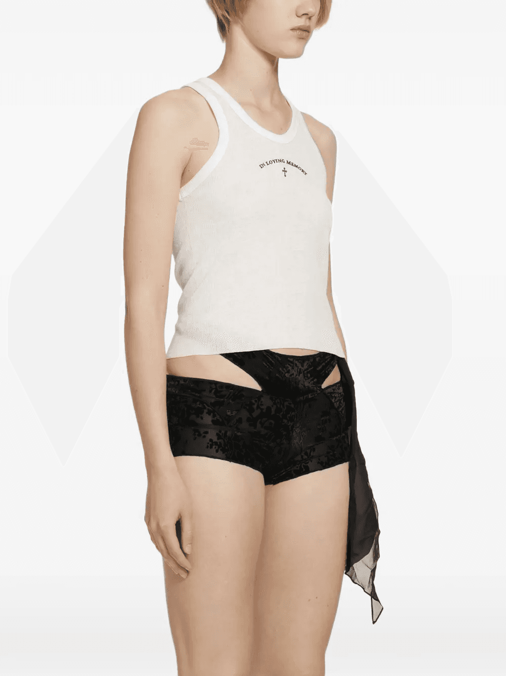 embroidered ribbed-knit tank top — Image 3