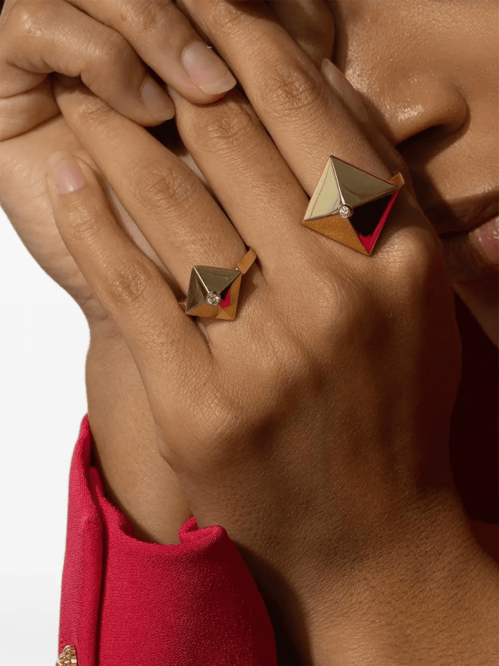 18K yellow gold Piramide diamond ring — Image 2