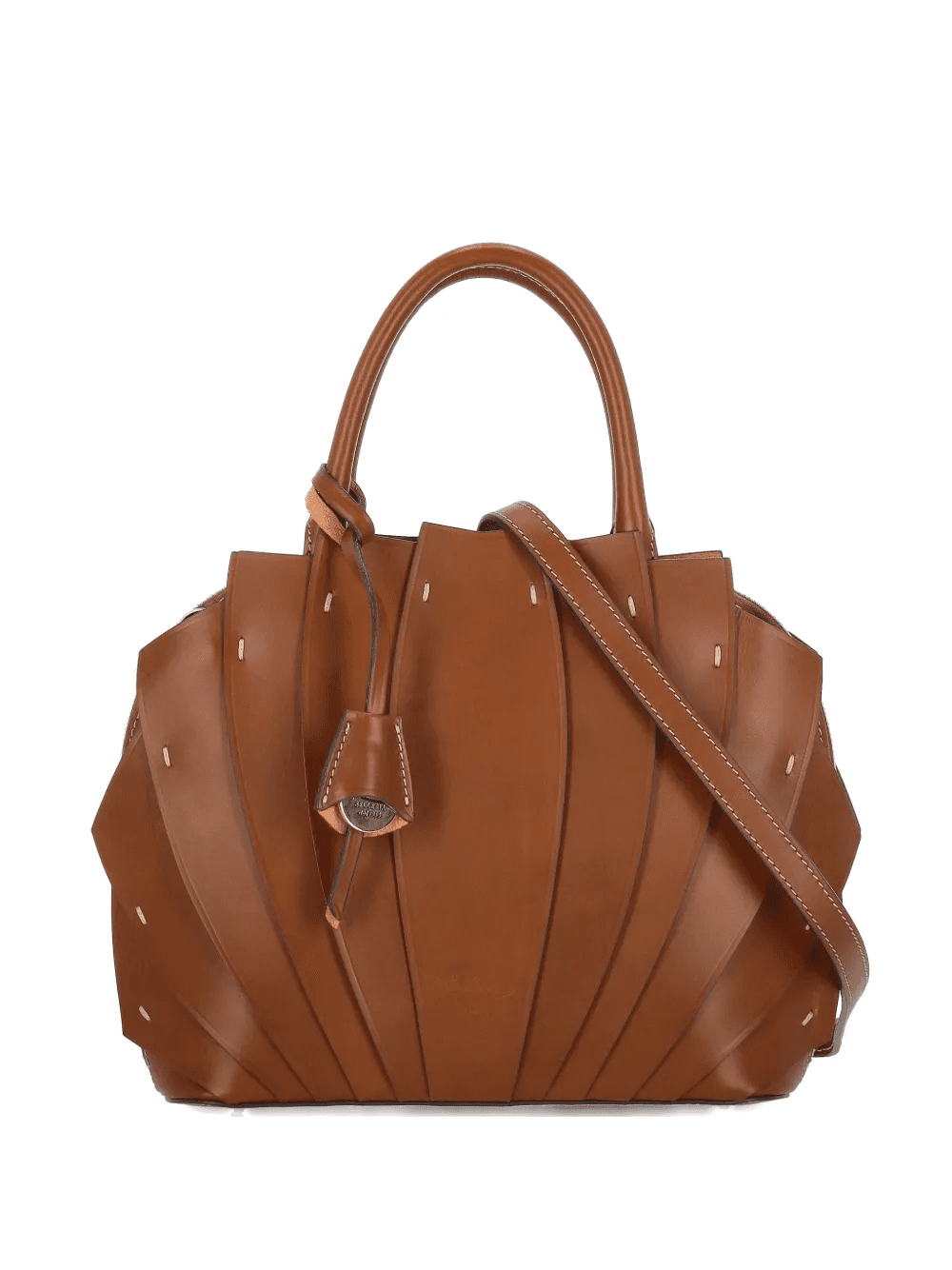 fan-panelled leather tote bag - Image 1